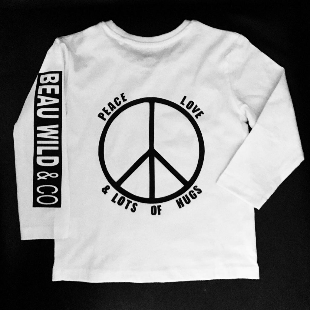 Peace, Love & lots of Hugs - Long Sleeve T-shirt (white) – Beau